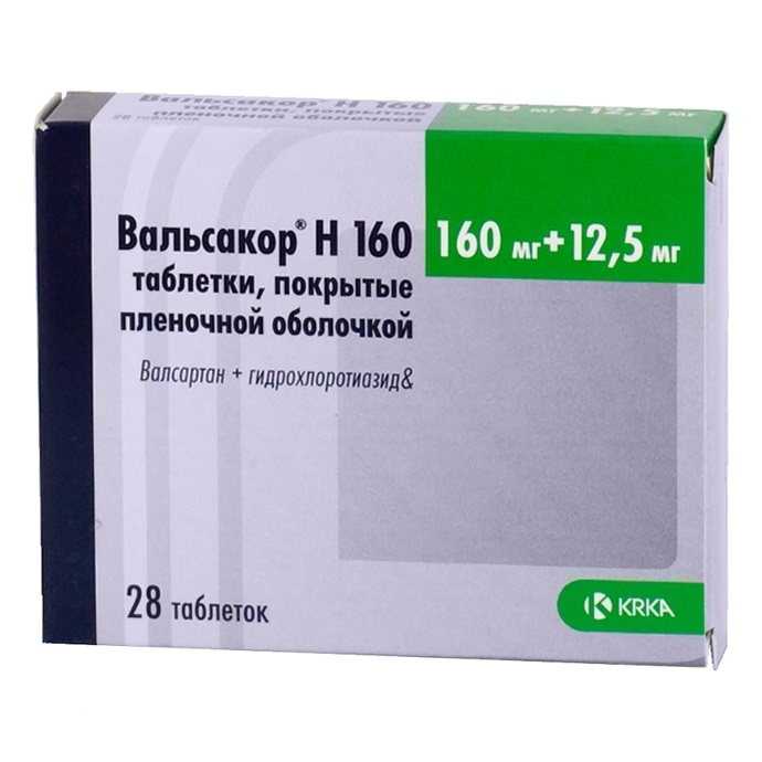ВАЛЬСАКОР Н 160мг+12,5мг N30 таб. покрытые пленочной оболочкой КРКА-Рус