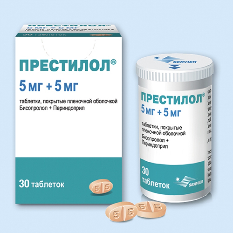 ПРЕСТИЛОЛ 5мг+5мг N30 таб. покрытые пленочной оболочкой Servier Laboratoires