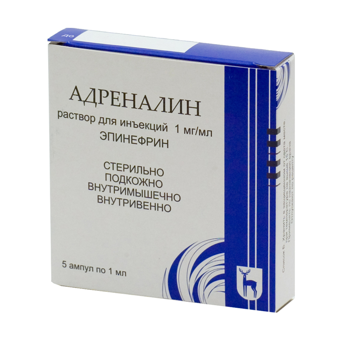 АДРЕНАЛИН 1мг/мл 1мл N5 р-р д/инъекций Московский эндокринный завод ФГУП