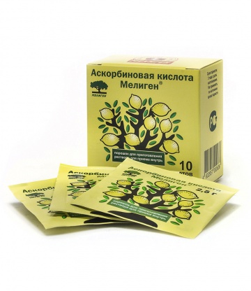 АСКОРБИНОВАЯ КИСЛОТА 2,5г N10 порошок д/приготовления р-ра д/приема внутрь (ЛС) Мелиген ФП ЗАО
