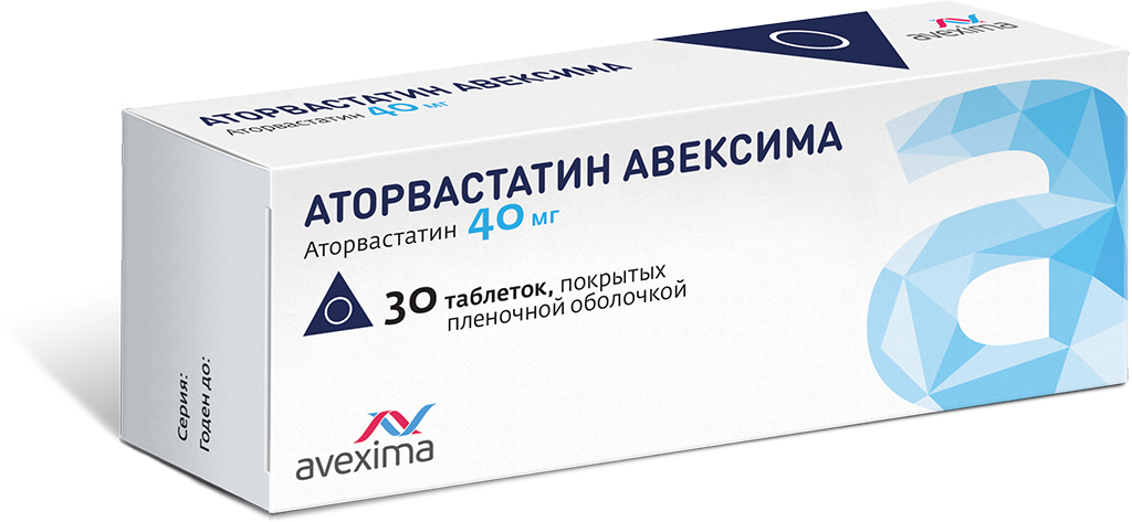 АТОРВАСТАТИН АВЕКСИМА 40мг N30 таб. покрытые пленочной оболочкой Ирбитский ХФЗ