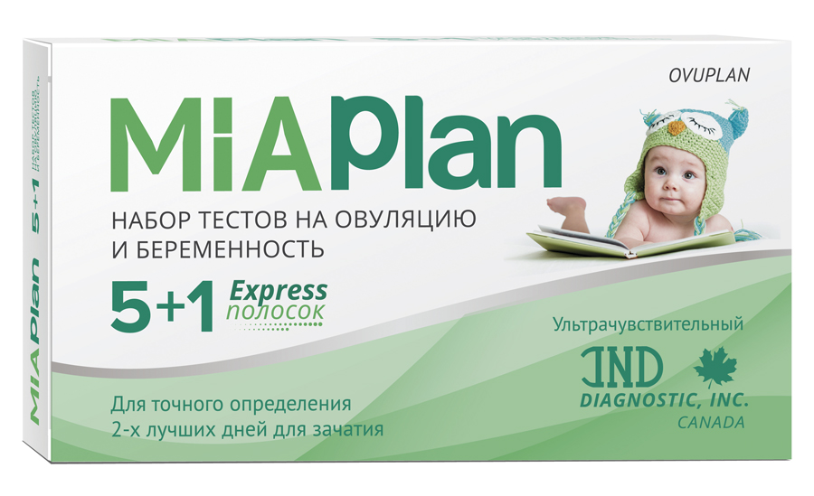 МИАПЛАН тест на овуляцию N5 + тест на беременность N1 IND Diagnostic Inc