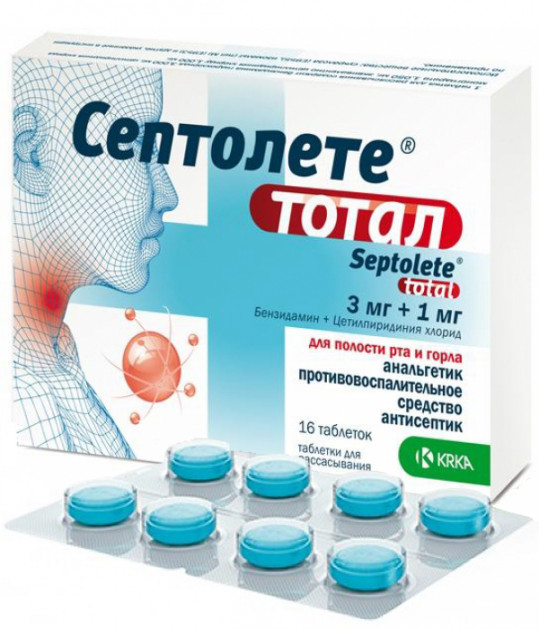 СЕПТОЛЕТЕ ТОТАЛ N16 таб. д/рассасывания Эвкалипт КРКА, д.д., Ново место