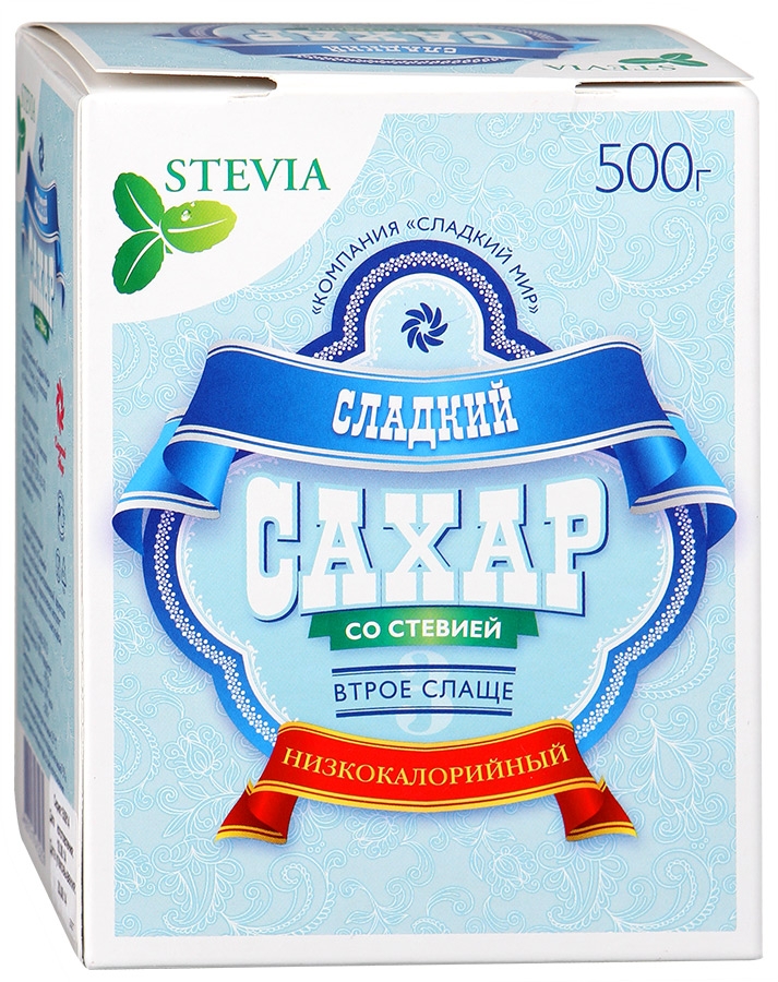 СЛАДКИЙ САХАР БЕЛЫЙ со Стевией 500г Сладкий мир
