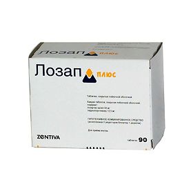 ЛОЗАП ПЛЮС 50мг+12,5мг N90 таб. покрытые пленочной оболочкой Зентива к.с