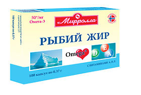 ВИТАТЕКА РЫБИЙ ЖИР капс. 0,37г с витамином Е N100 Мирролла
