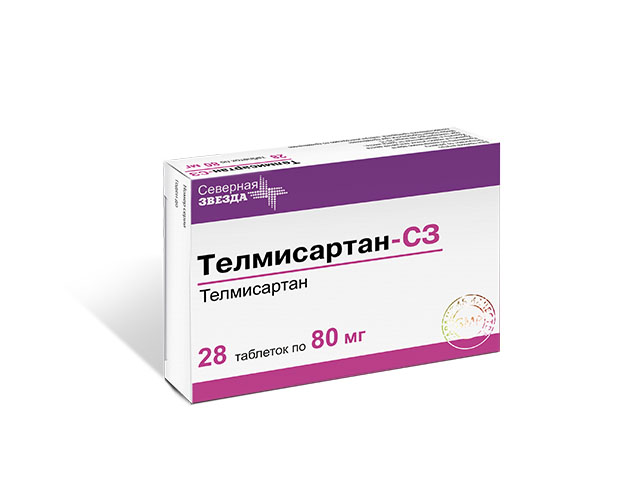 ТЕЛМИСАРТАН-СЗ 80мг N28 таб. Северная звезда