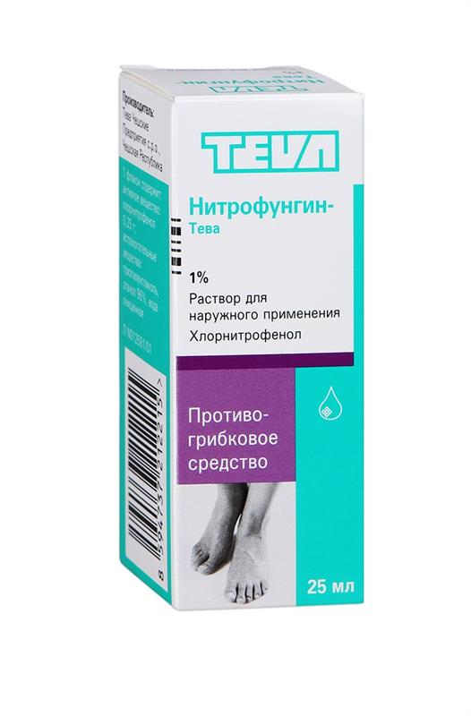НИТРОФУНГИН-ТЕВА 1% 25мл р-р д/наружного применения Тева Чешские Предприятия с.р.о.