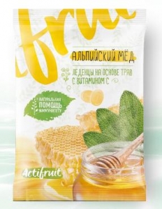 АКТИФРУТ леденцовая карамель с витамином С со вкусом альпийского меда 60г Гуслица