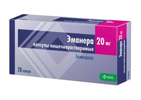 ЭМАНЕРА 20мг N28 капс. кишечнорастворимые КРКА, д.д., Ново место