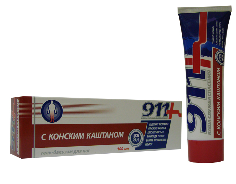 911 КОНСКИЙ КАШТАН гель-бальзам для ног 100мл Твинс Тэк