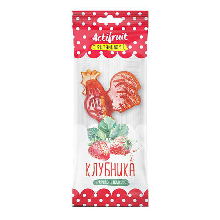 АКТИФРУТ леденцовая карамель с Цинком и витамином С ПЕТУШОК со вкусом клубники 17г Гуслица
