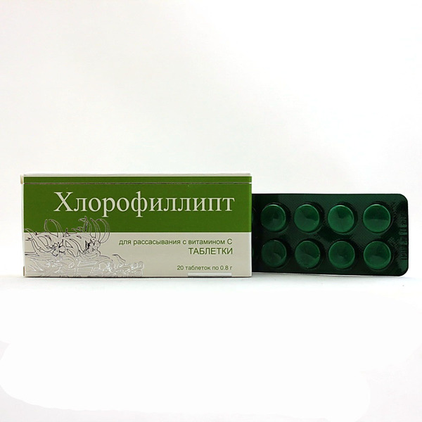 ХЛОРОФИЛЛИПТ таб. д/рассасывания 0,8г N20 ГНЦЛС Опытный завод