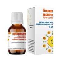 БОРНАЯ КИСЛОТА 3% 25мл р-р д/местного применения спиртовой Кировская Фармацевтическая Фабрика