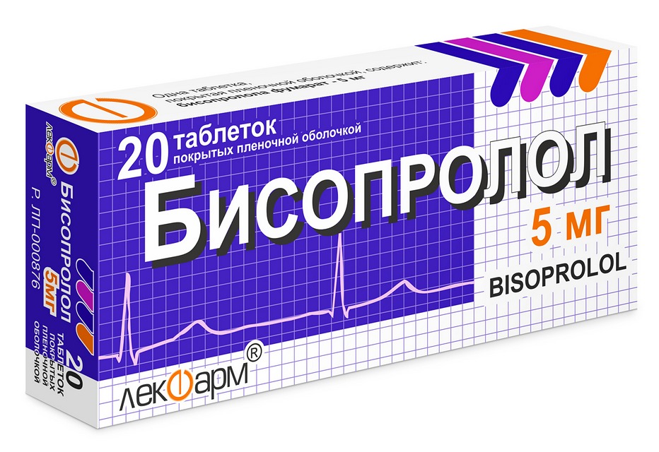 БИСОПРОЛОЛ 5мг N30 таб. покрытые пленочной оболочкой Лекфарм СООО