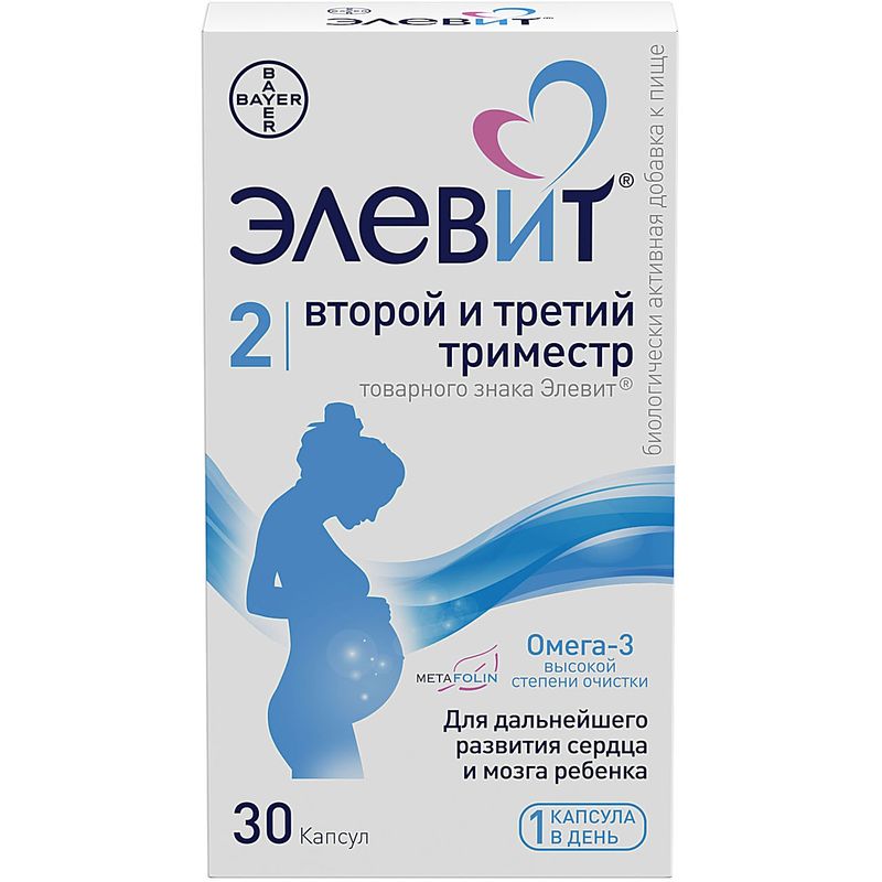 ЭЛЕВИТ ВТОРОЙ И ТРЕТИЙ ТРИМЕСТР капс. N30 Берлимед С.А